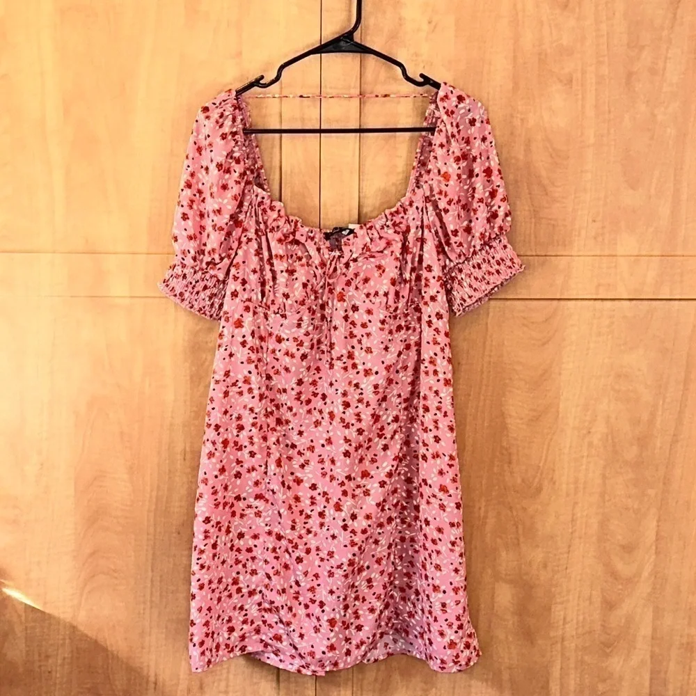 Pink Floral Mini Dress   Size XL   NWT - Picture 3 of 10